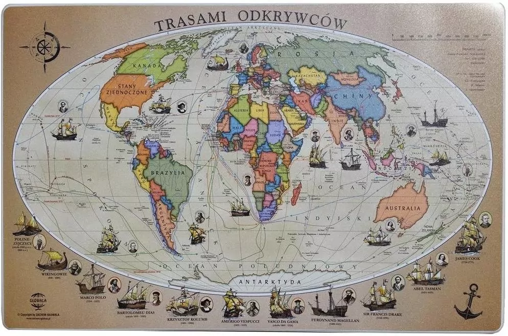 Podkładka mapa trasami odkrywców - tantis.pl