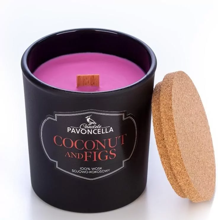 Świeczka sojowa Coconut and Figs czarna 135g - tantis.pl