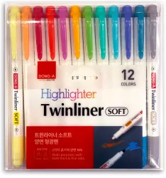 Zakreślacz dwustronny pastelowy 12 kolorów DONG-A