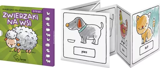 Zwierzaki na wsi. Książeczka-kolorowanka. 3-4 lat