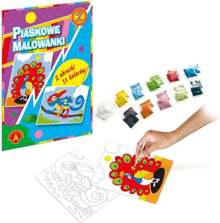 Piaskowe malowanki. Kameleon, Paw - tantis.pl