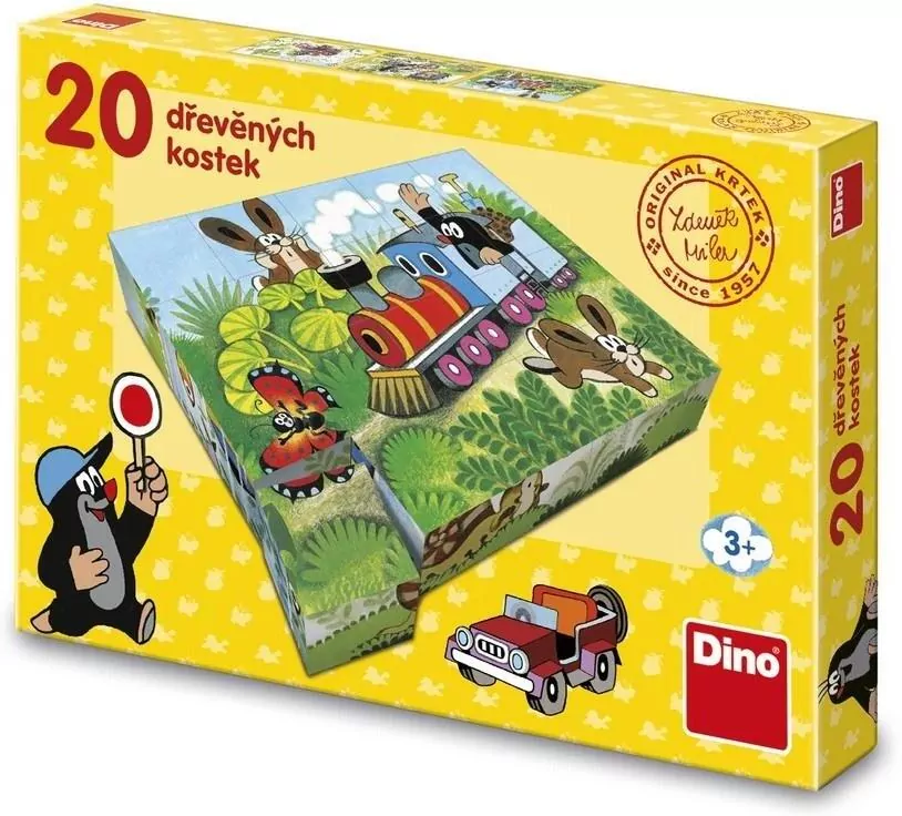 Klocki obrazkowe drewniane Krecik Pojazdy 20el - tantis.pl