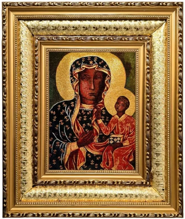 Obraz Haftowany Matka Boża Częstochowska 38x32cm - tantis.pl
