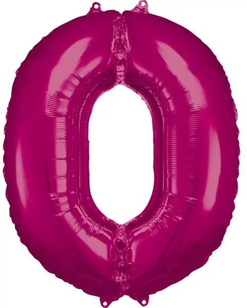 Balon foliowy cyfra 0 różowa 70x86cm - tantis.pl