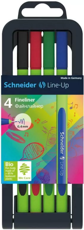 Zestaw cienkopisów Schneider Line-Up, 0,4mm, stojak, 4 szt., miks kolorów - tantis.pl