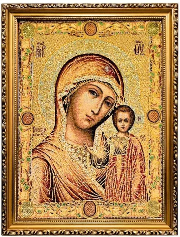 Obraz Haftowany Matka Boża Kazańska 42x32cm - tantis.pl