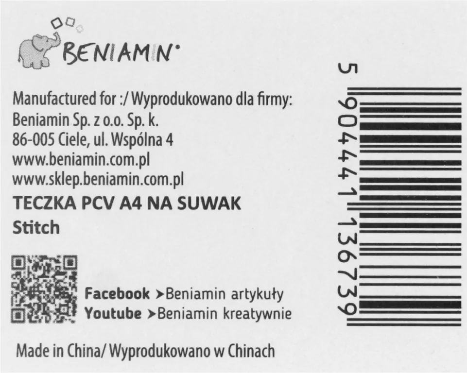 Teczka A4 PCV na suwak Stitch mix - tantis.pl