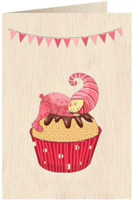 Karnet drewniany C6 + koperta. Narodziny dziewczyna - tantis.pl