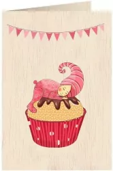 Karnet drewniany C6 + koperta. Narodziny dziewczyna