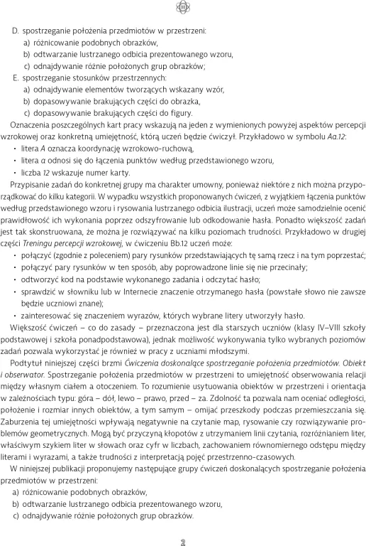 Trening percepcji wzrokowej. Część D ćwiczenia - tantis.pl