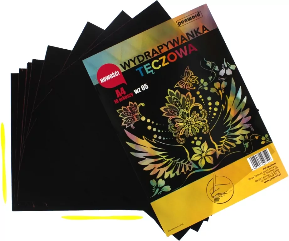 Wydrapywanka tęczowa A4 (10 arkuszy) multikolor + 2 rylce - tantis.pl