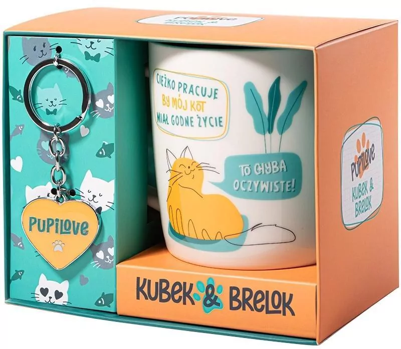 Prezent dla kociarzy Pupilove kubek i brelok - tantis.pl