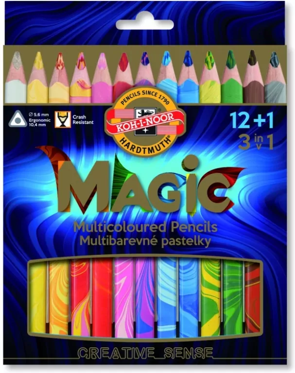 Kredki trójkolorowe. Magic 3w1. 12+1 kolorów - tantis.pl
