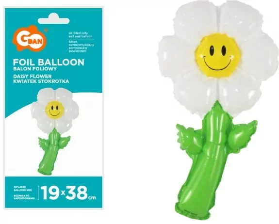 Balon foliowy kwiatek stokrotka 19x38cm - tantis.pl