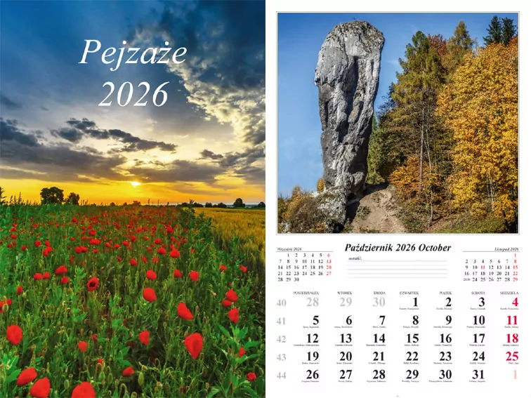 Kalendarz 2026 ścienny Pejzaże - tantis.pl