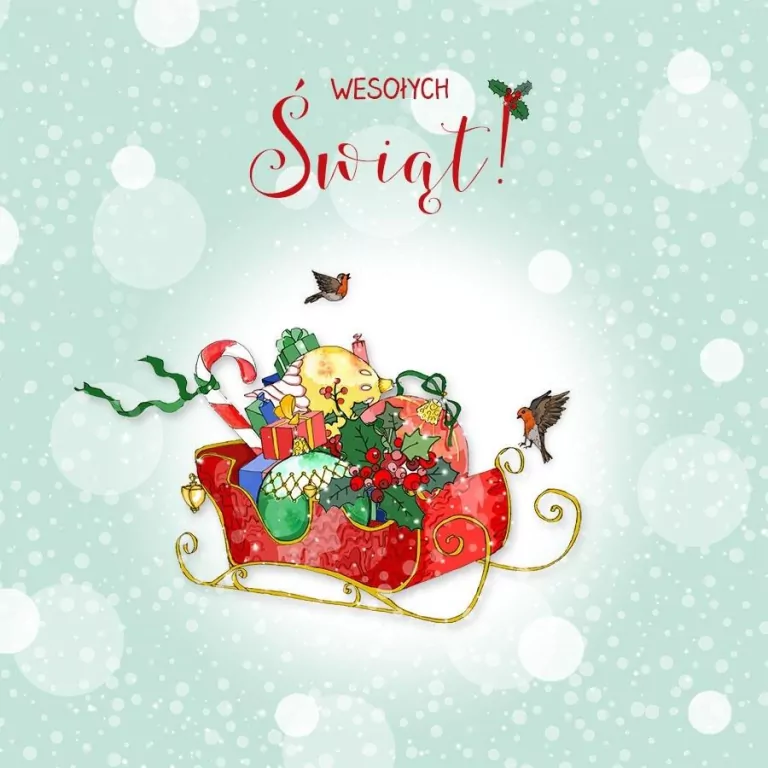 Karnet Swarovski kwadrat: Święta Sanie - tantis.pl