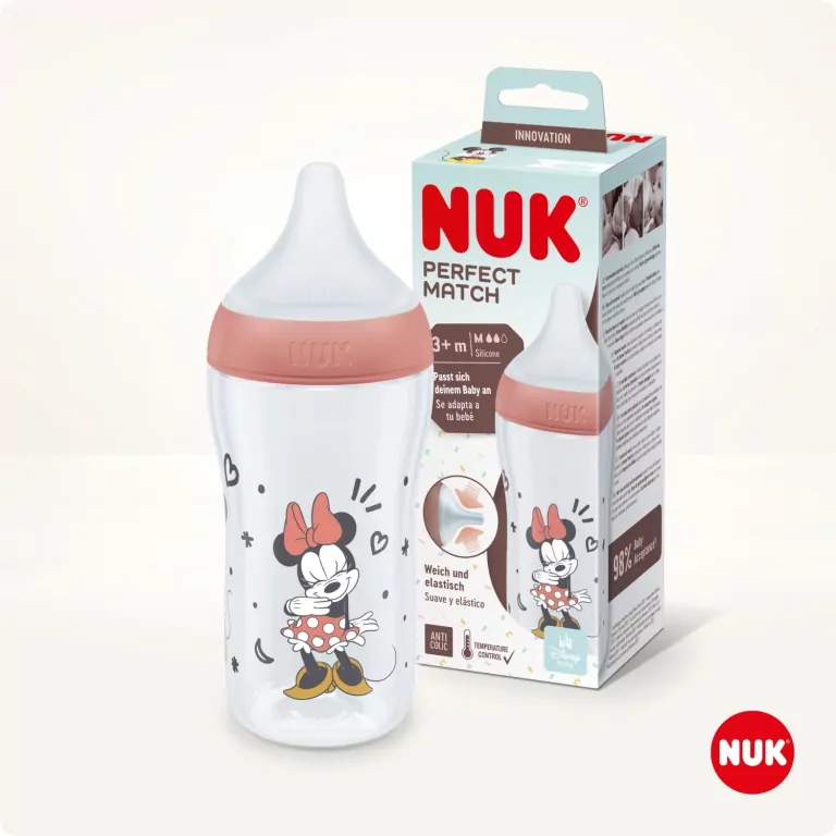 NUK. Perfect Match. Butelka z silikonowym smoczkiem. 260 ml. Minnie Mouse - tantis.pl