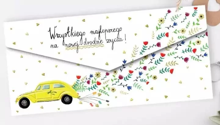 Koperta Ślub Żółte auto - tantis.pl