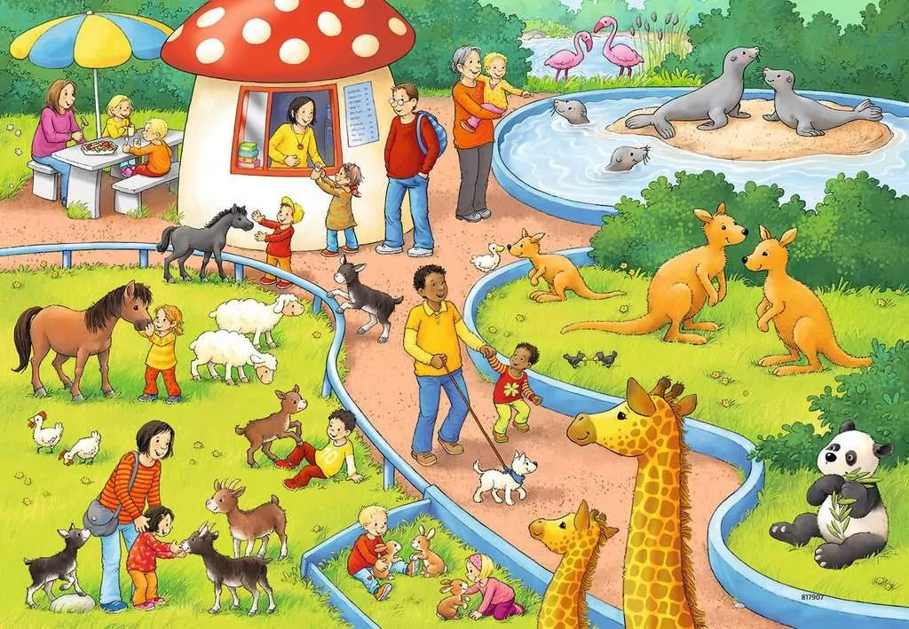Ravensburger. Puzzle 2x24. Dzień w Zoo - tantis.pl