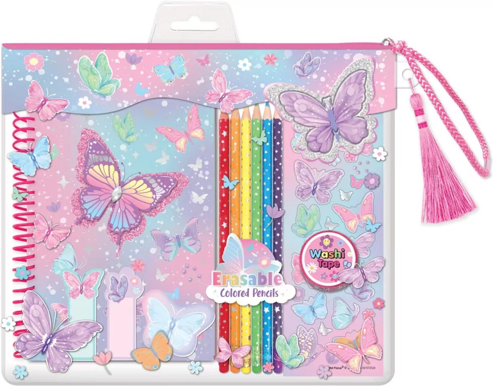 Notatnik na spirali z kredkami Motylki - tantis.pl