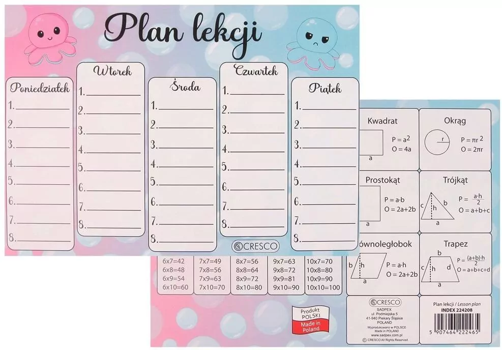 Plan lekcji A5 Ośmiornica - tantis.pl