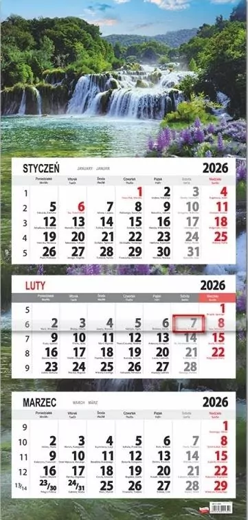Kalendarz 2026 trójdzielny płaska główka Łubin - tantis.pl