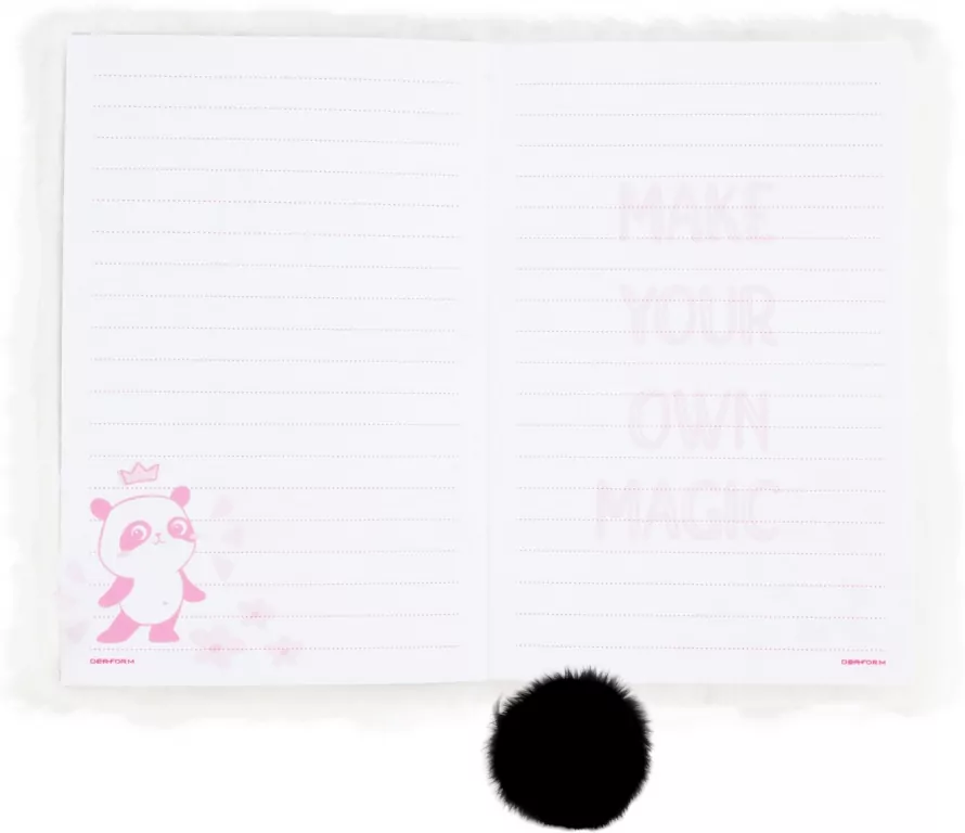 Pamiętnik pluszowy z kłódką Panda DERFORM - tantis.pl