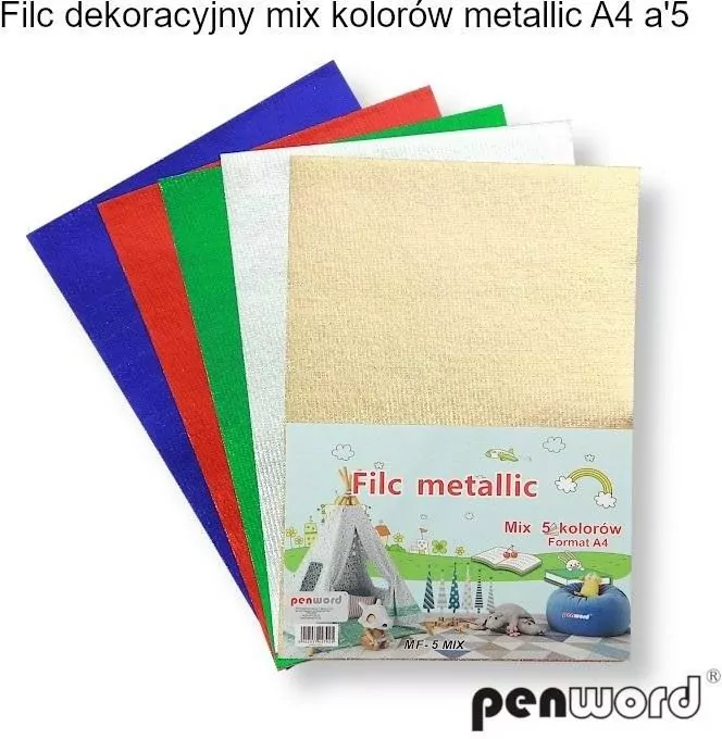 Filc dekoracyjny MIX kolorów metalicznych A4 - tantis.pl