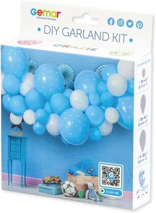 Girlanda balonowa. DIY Baby Blue, 65 balonów + taśma - tantis.pl