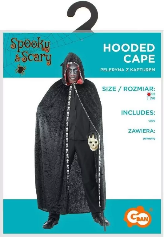 Peleryna z kapturem dla dorosłych czarna rozm.52 - tantis.pl