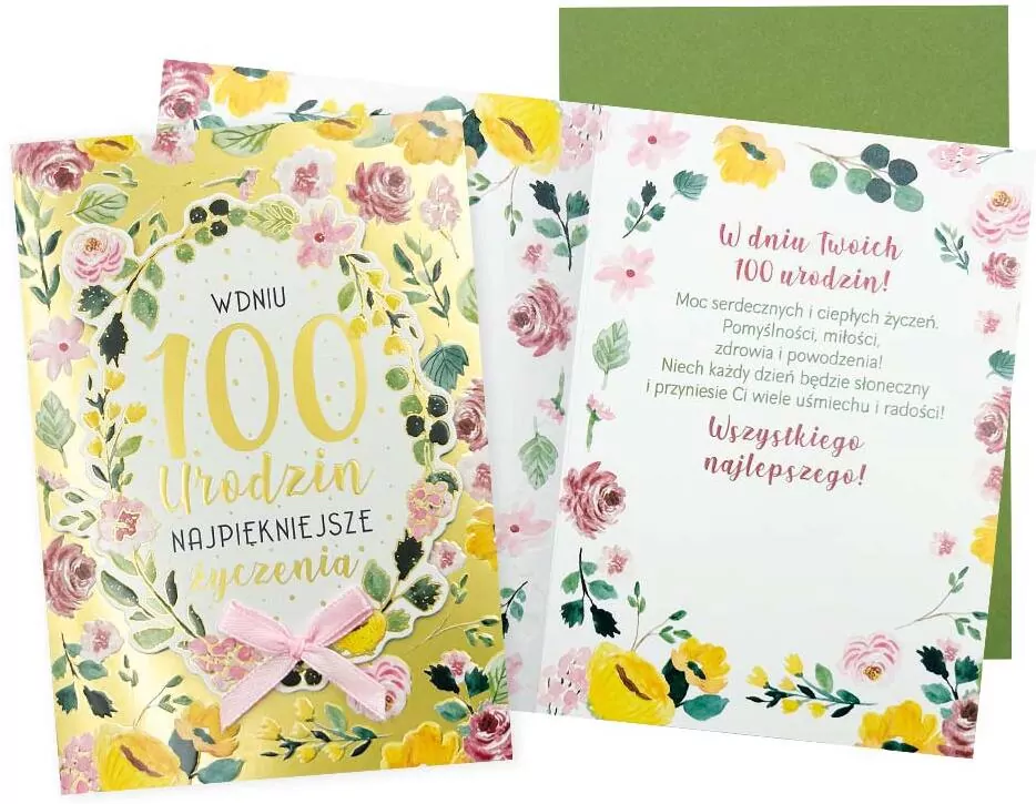 Karnet B6 Urodziny 100 (kwiaty) - tantis.pl
