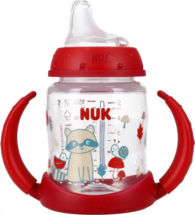 NUK. First Choice. Butelka 150ml. 6-18 miesięcy. Czerwona- Szop - tantis.pl
