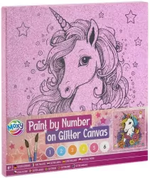 Malowanie po numerach brokatowe tło Jednorożec