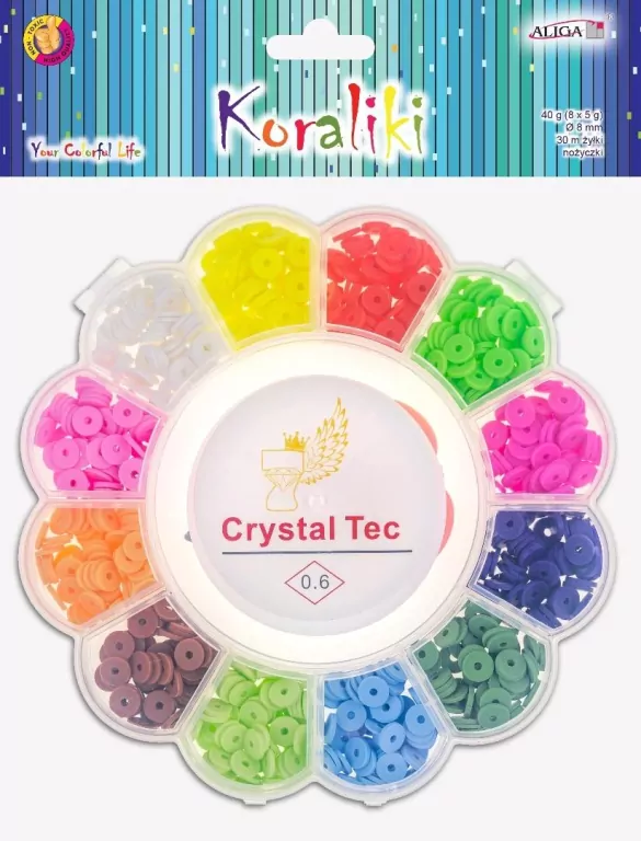 Koraliki gumowe 8mm, żyłka 30m, nożyczki - tantis.pl