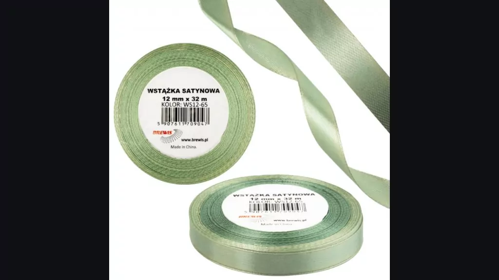 Wstążka satynowa 12mm/32m szarozielony - tantis.pl