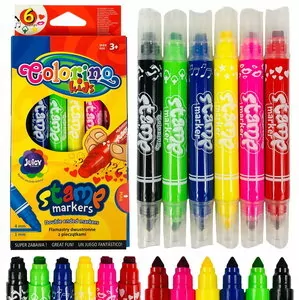 Flamastry colorino kids dwustronne z pieczątkami 6 kolorów - tantis.pl