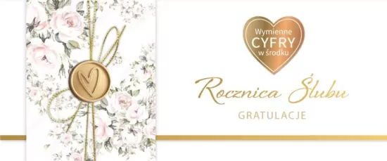 Karnet Rocznica Ślubu wymienne cyfry