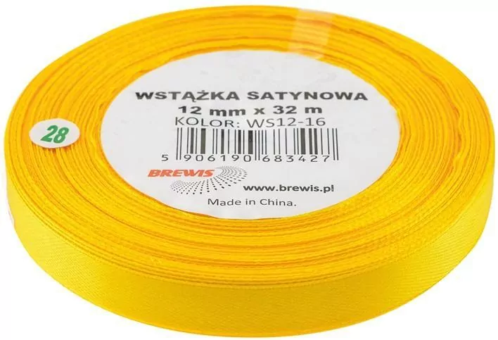 Wstążka satynowa żółta 12mmx32m - tantis.pl