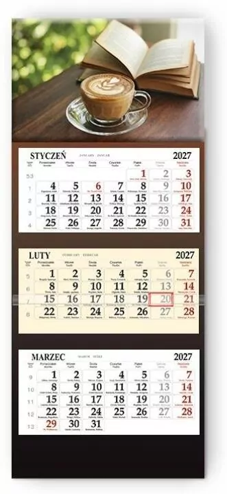 Kalendarz 2027 trójdzielny Kawa - tantis.pl
