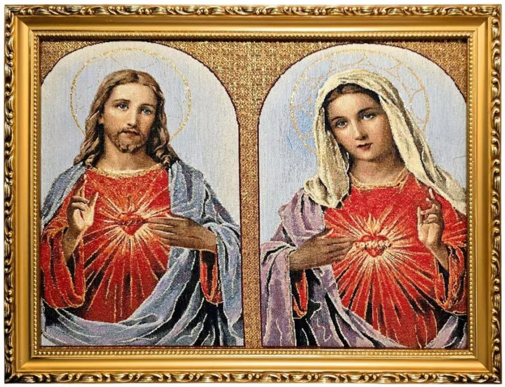 Obraz Haftowany Serce Maryi/SerceJezusa 32x42cm - tantis.pl
