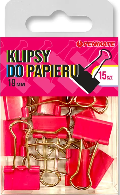 Klipsy do papieru 19 mm. Różowe - tantis.pl