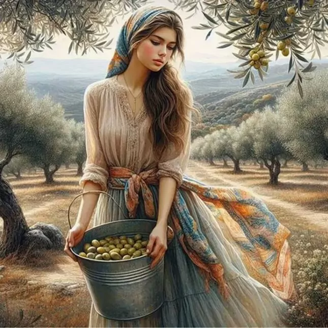 Diamentowa Mozaika Kobieta zbierająca oliwki NO-2002498 - tantis.pl