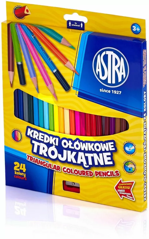 Kredki ołówkowe trójkątne. 24 kolory - tantis.pl