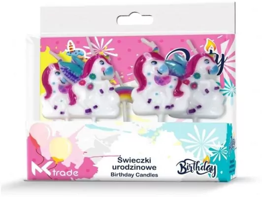 Świeczki urodzinowe 5cm Jednorożce z tęczą