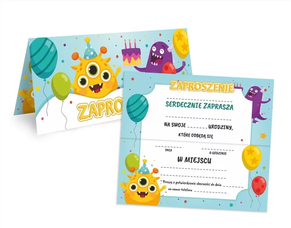 Zaproszenie na urodziny - Potworki - tantis.pl
