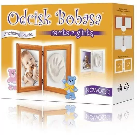 Zestaw Odcisk Bobasa - Ramka z Glinką - Biała - tantis.pl