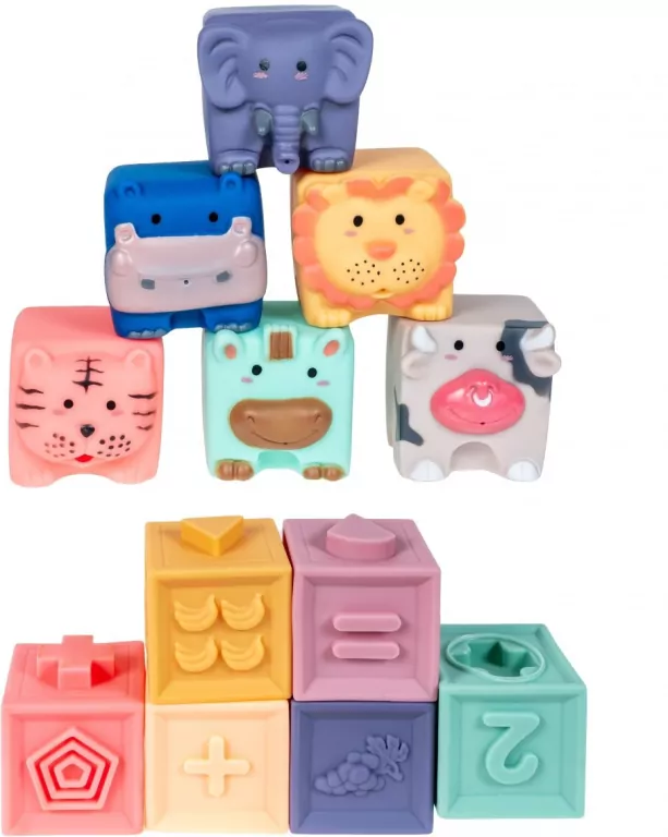 Miękkie klocki sensoryczne, 12 elementów - tantis.pl