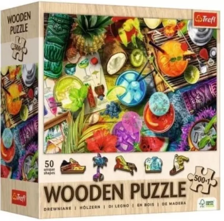 Puzzle drewniane 500+1 Kolorowe koktajle TREFL - tantis.pl