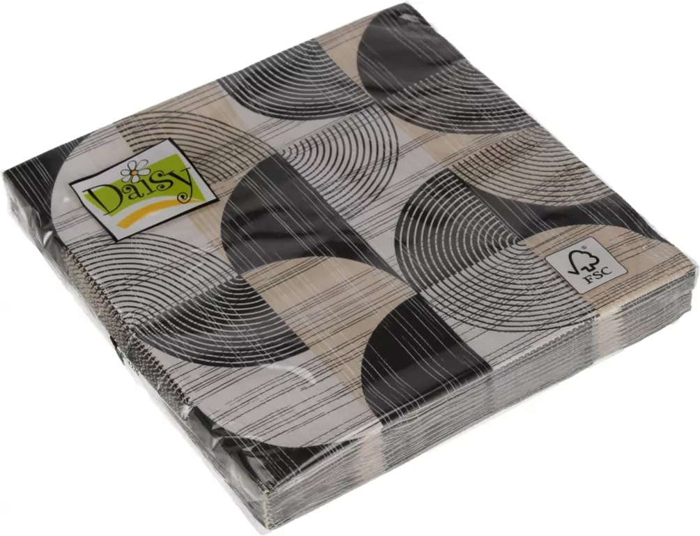 Serwetki DAISY Lunch SD 330x330 Geometria czarno beżowe 044501 - tantis.pl