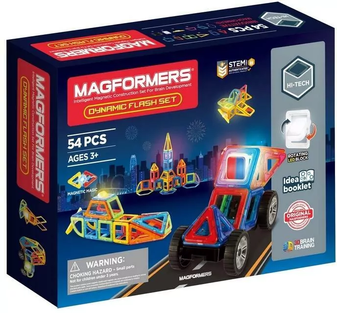 Magformers. Dynamic Flash. Klocki magnetyczne. 54 elementy - tantis.pl